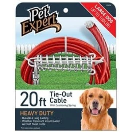 Pet Expert 20' Heavyweight Tie-Out Cable for Dogs, Variable Size