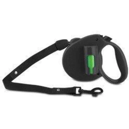 P.A.W. Bio Retractable Leash with Biodegradable Pick-up Bags, Black